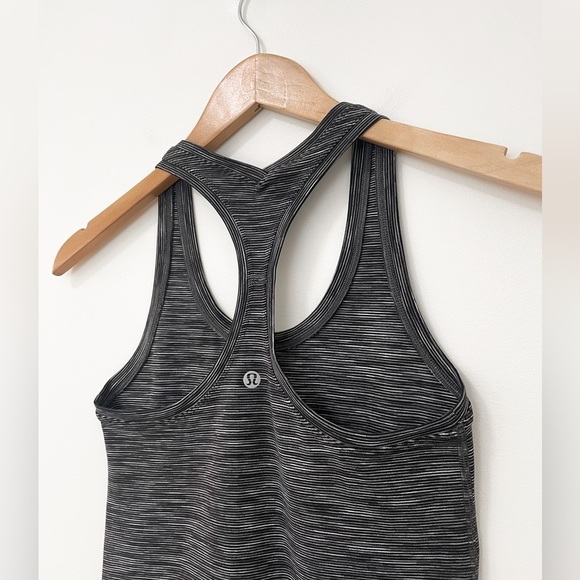 𝅺LULULEMON Cool Racerback Heathered Grey/Black Tank Top - Picture 5 of 12